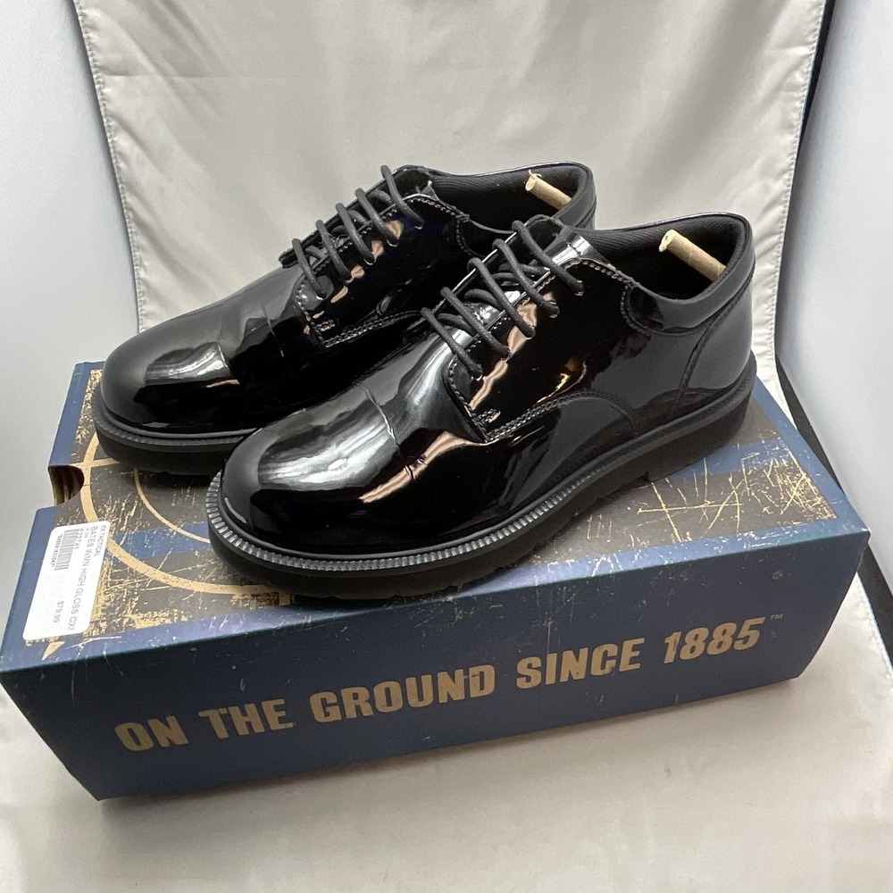 Bates Shoes Womens Size 6.5 Black High Gloss Oxford Dress Uniform Work E22741